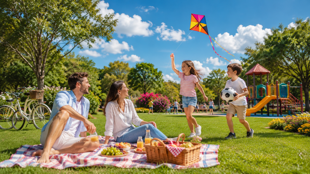 família curtindo as férias escolares
